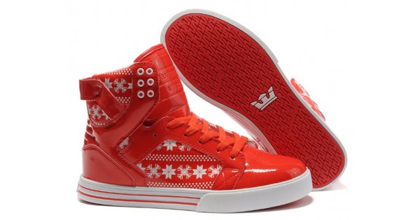 Womens Supra Skytop Shoes Red Snow White